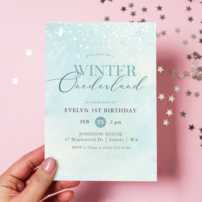 Inverno Onederland Convite de 1º Aniversário Bebê  (Criador carregado)