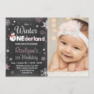 Inverno Onederland - convite de aniversário - Sno