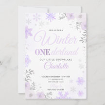 Inverno ONEderland Convite Roxo Floco de Neve 1º