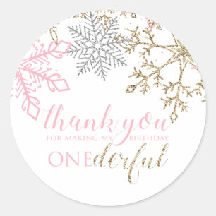 Inverno Onederland Favor Adesivo de agradecimento
