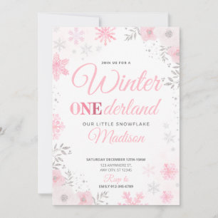 Inverno ONEderland Floco de Neve Rosa 1º Convite