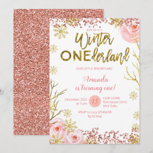 Inverno OneDerland Primeiro Convite de Aniversário