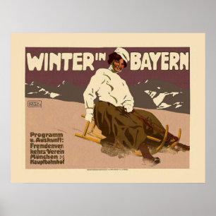 "Inverno poster das viagens vintage de Baviera"