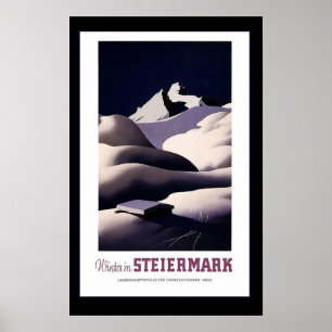"Inverno poster das viagens vintage de Steiermark"