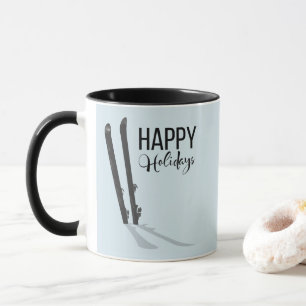 Inverno que esquia boas festas caneca de café