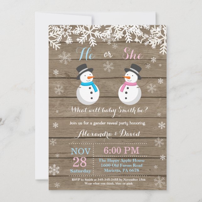 Inverno Snowman - Sexo - Convite (Frente)