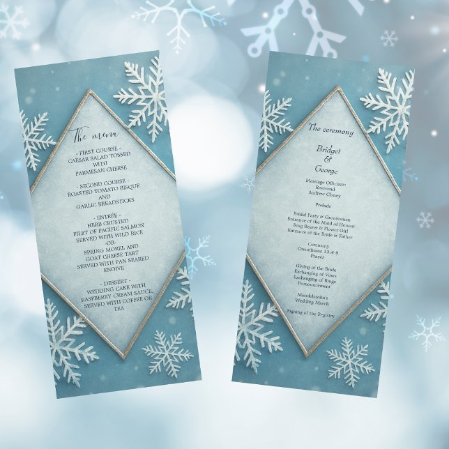 Inverno Wonderland Blue Snowy Menu do casamento Ro (Criador carregado)