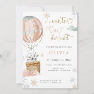 Inverno Wonderland Girl Primeiro Convite de Aniver