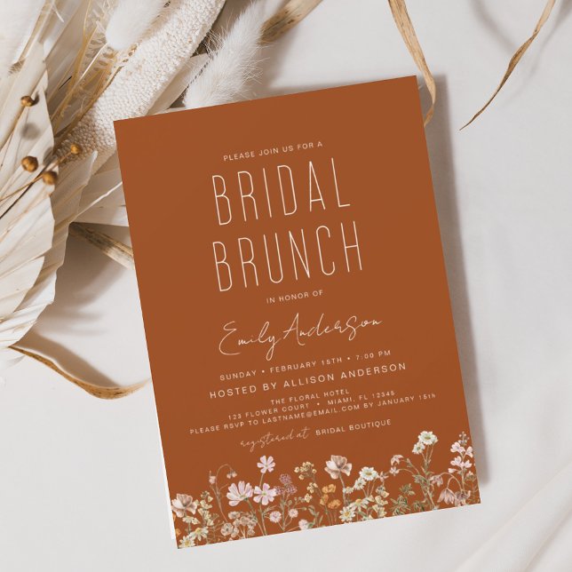 Invitação de Bridal de Flor Selvagem Laranja Queim (Criador carregado)