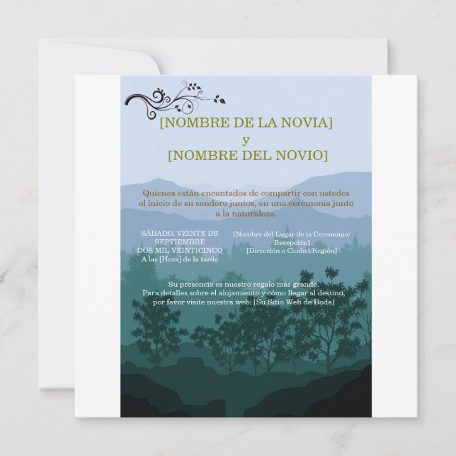 Invitación de Boda Rústica Elegante (Frente)