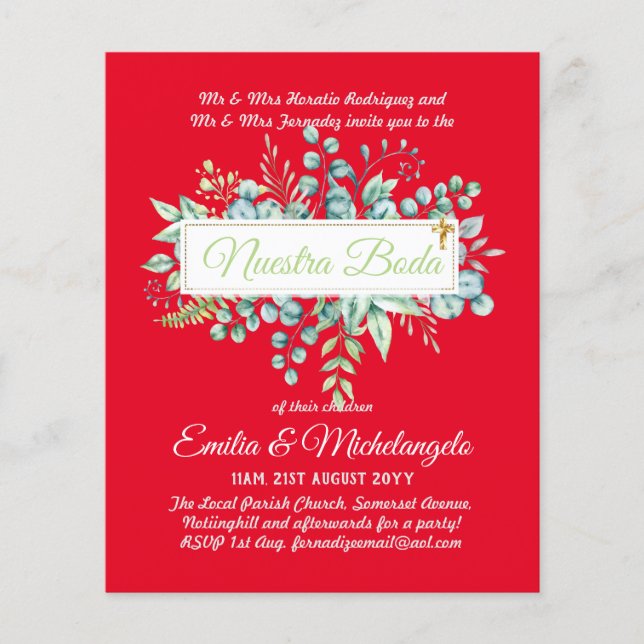 Invitaciones De Boda Baratas HOJAS Modernas (Frente)