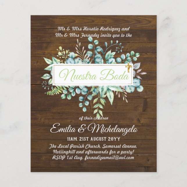 Invitaciones De Boda Baratas HOJAS Modernas (Frente)