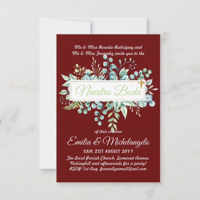 Invitaciones de Boda Baratas HOJAS Modernas (Frente)