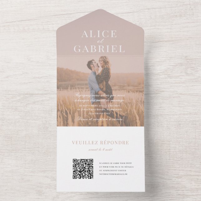  Invitation de mariage élégante avec photo et code (Interno)