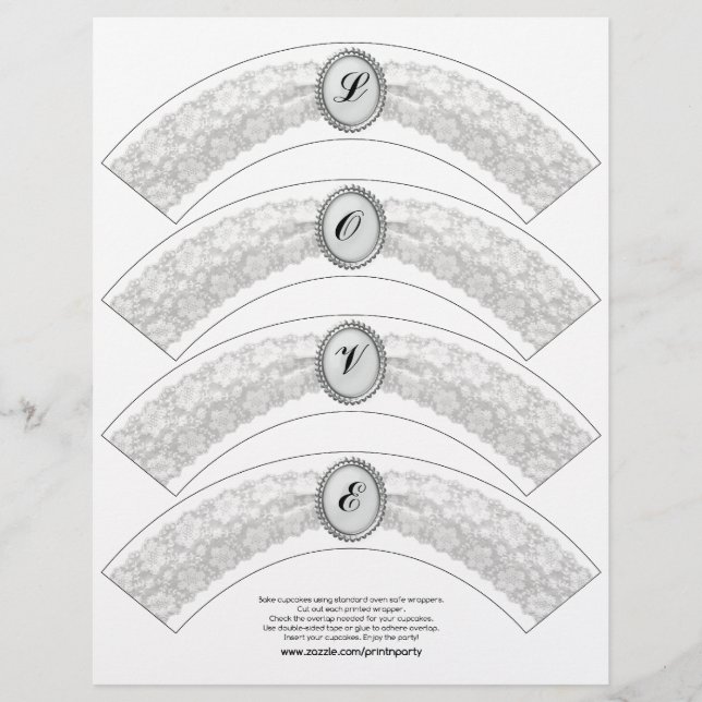 Invólucro branco do Cupcake do Monograma (Frente)