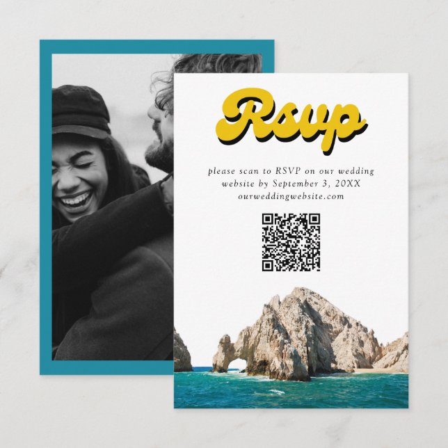 Invólucro de código QR de RSVP de Retro de Convite (Frente/Verso)