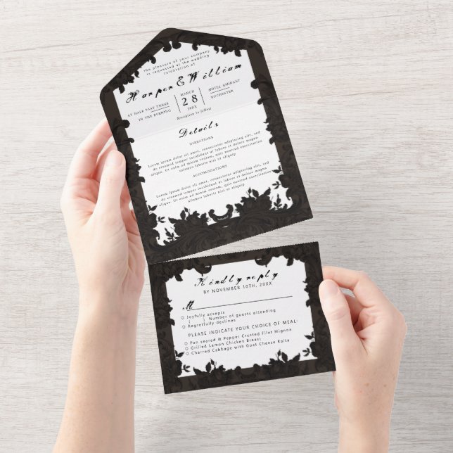 Invólucro do casamento marrom-escuro vitoriano (Aba destacável)