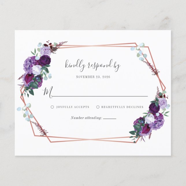 Invólucro RSVP de Casamento Floral de Watercolor (Frente)