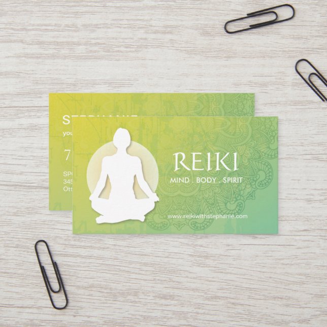Ioga e cartões de visitas de Reiki (Frente/Verso In Situ)