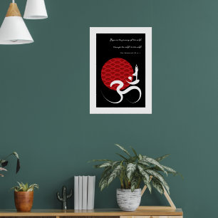Ioga & poster vermelho do espiritual do símbolo d