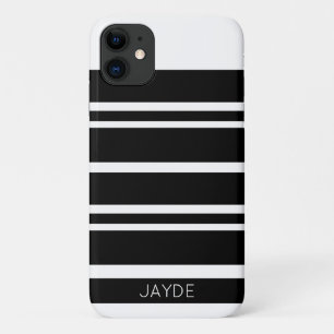 iPhone 11 Capa de telefone branca e faixas pretas para portá