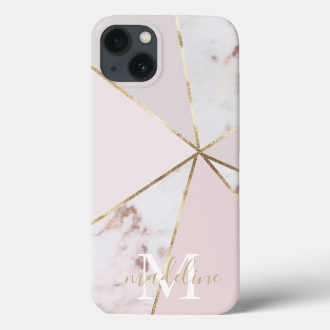 iPhone 13 Geométrico com Blush de Rosa Dourado Gir (Verso)