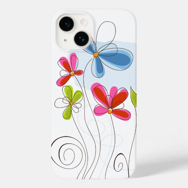 iPhone 14 Flores Pintadas com Casos (Verso)