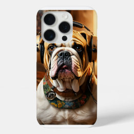iPhone 15 Pro Case com Design de Bulldog Negrito