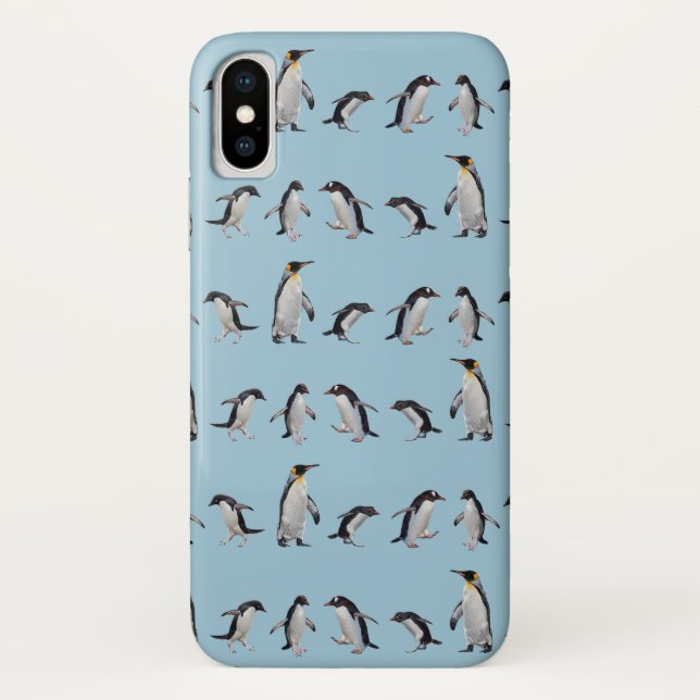 iPhone, Case-Mate Capa para iPhone X Penguin Party (Azul Claro) (Verso)
