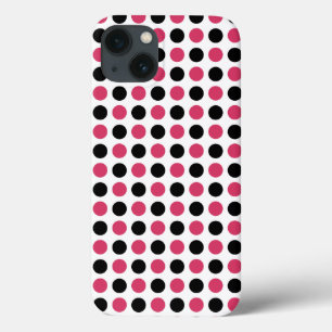 iPhone com gabinete de padrão de Bolinhas rosa e p