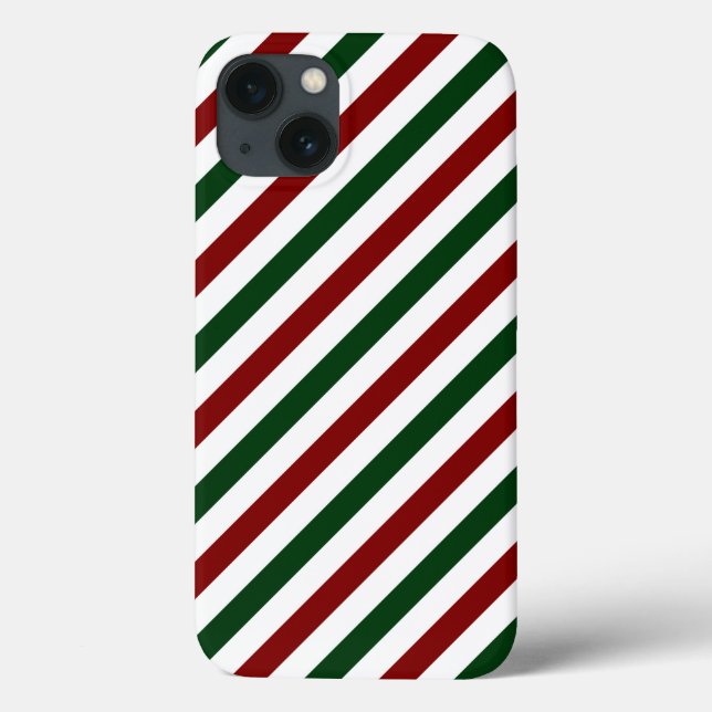 iPhone de Listras de Natal Diagonais Personalizáve (Verso)
