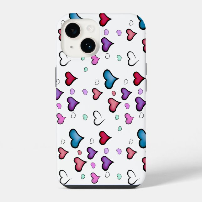 iPhone do coração do dia de os namorados 14 Case (Verso)