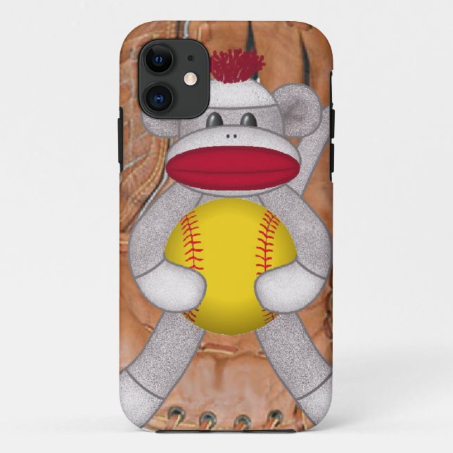 iPhone do macaco da peúga do softball ou capa de (Verso)