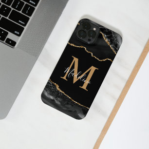 iPhone do Monograma de Geodo Dourado e Preto
