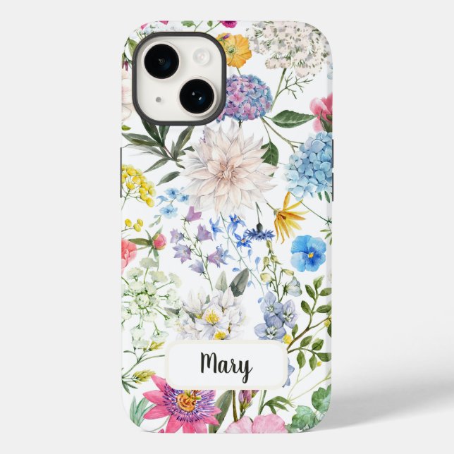 IPHONE FLORAL BRANCO PERSONALIZADO 14 (Verso)