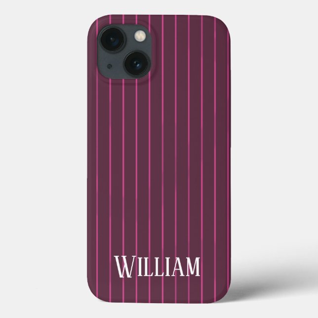 iPhone personalizado com pinstripes burgundy (Verso)