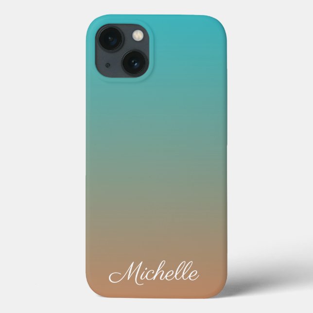 iPhone personalizado, marrom e azul ombre, (Verso)