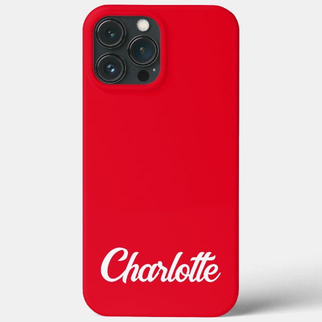 iPhone Vermelho com Monograma Clássico Personaliza (Verso)