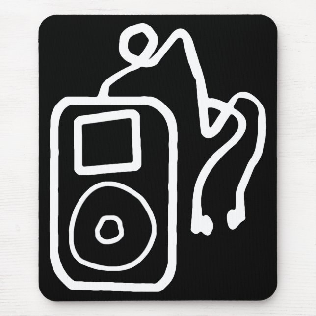 IPod tirado Mousepad preto (Frente)