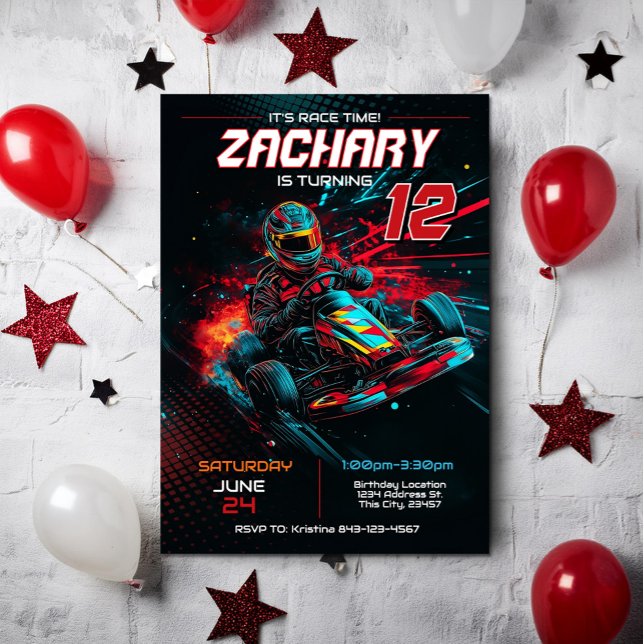 Ir ao Convite de Aniversário do Kart | Convite de  (Criador carregado)