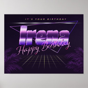 Irena Name Vorname lila retro Poster Geburtstag