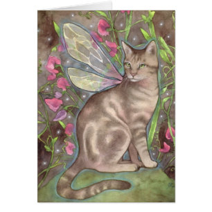 Iridescence - cartão feericamente da arte do gato