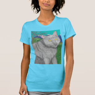 Irina o gato e a vista da camisa de Baldy da