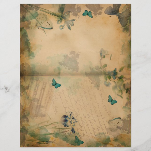 Iris Azul e borboleta Vintage (Frente)