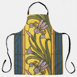 Iris Flower Art Nouveau Vidro Estampado Azul Doura