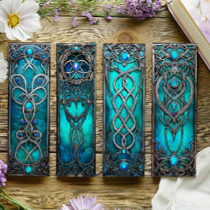 Irish Bookmarks, Turqoise Silver Celtic Bookmarks,