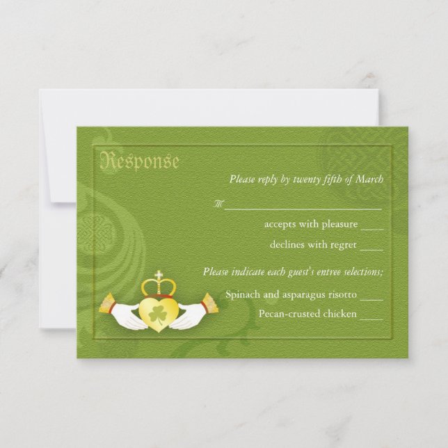 Irish Claddagh Ring Wedding RSVP | Escolha das ref (Frente)