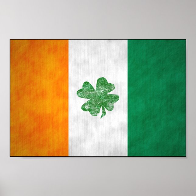 Irish Flag Shamrock Poster (Frente)