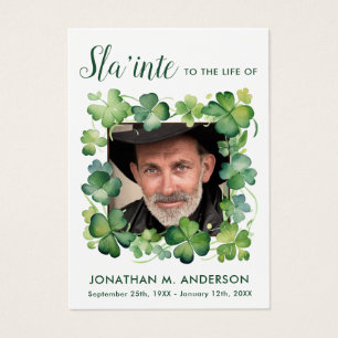Irish Memorial Shamrock Foto Funeral Prayer Card