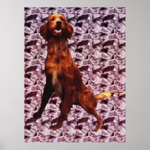 Irish Setter com o padrão Lavendar Flower Poster
